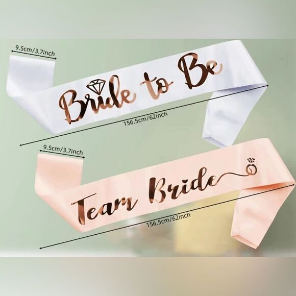 BACHELORETTE SASHES - Pink White + Gold. Set of 7. NWT - Picture 6 of 6